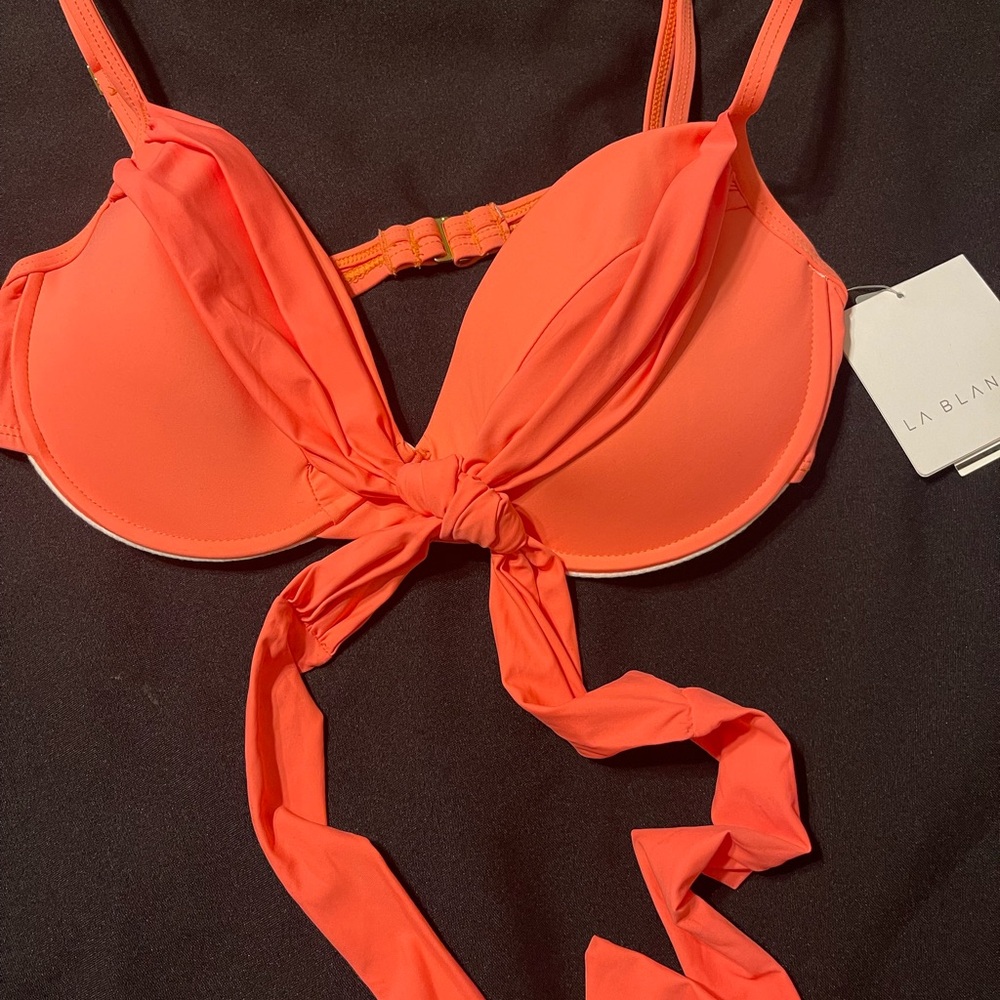 NWT La Blanca Orange Bikini Top with Tie
